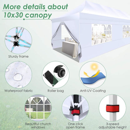 🔥[Hot sale]🔥10x20Pop up Canopy Tent with 6 sidewalls Commercial Heavy Duty Canopy UPF 50+ All Weather Waterproof Outdoor Wedding Party Tents