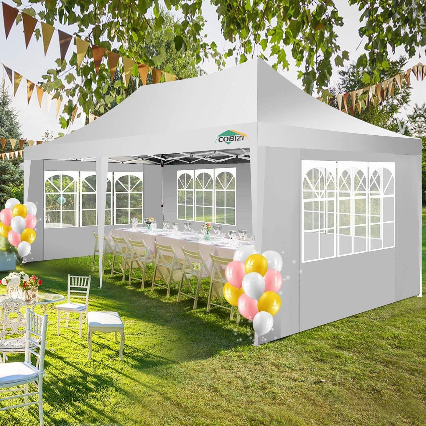 🔥[Hot sale]🔥10x20Pop up Canopy Tent with 6 sidewalls Commercial Heavy Duty Canopy UPF 50+ All Weather Waterproof Outdoor Wedding Party Tents