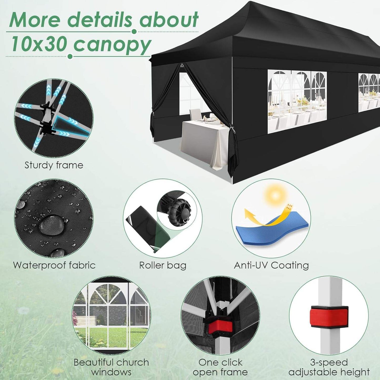 🔥[Hot sale]🔥10x20Pop up Canopy Tent with 6 sidewalls Commercial Heavy Duty Canopy UPF 50+ All Weather Waterproof Outdoor Wedding Party Tents