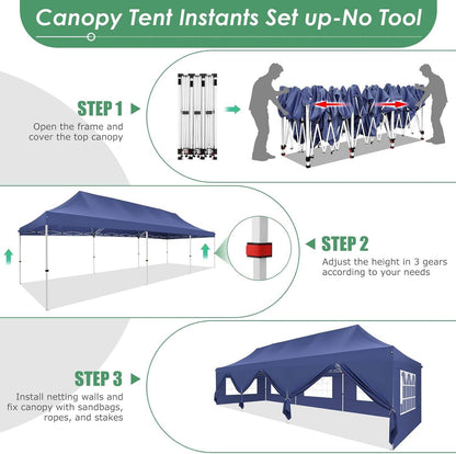 🔥[Hot sale]🔥10x20Pop up Canopy Tent with 6 sidewalls Commercial Heavy Duty Canopy UPF 50+ All Weather Waterproof Outdoor Wedding Party Tents