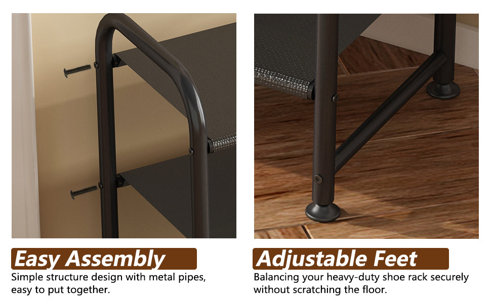 Shoe Rack 3 Tier Long Storage Organizer Wide Metal Shoe Shelf for Closet Entryway Black