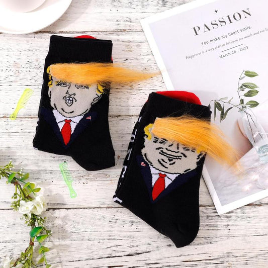🤣Funny Trump Socks With Hair