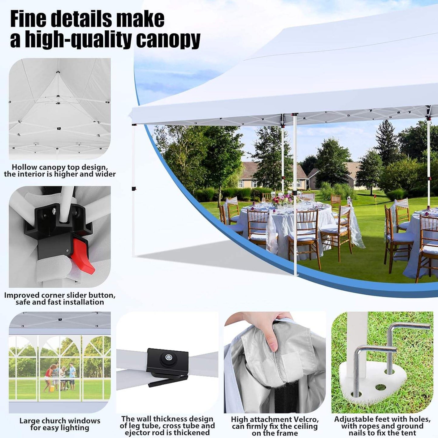 🔥[Hot sale]🔥10x20Pop up Canopy Tent with 6 sidewalls Commercial Heavy Duty Canopy UPF 50+ All Weather Waterproof Outdoor Wedding Party Tents