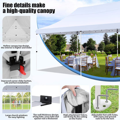🔥[Hot sale]🔥10x20Pop up Canopy Tent with 6 sidewalls Commercial Heavy Duty Canopy UPF 50+ All Weather Waterproof Outdoor Wedding Party Tents