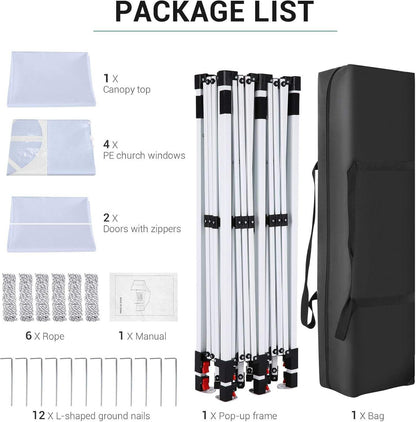 🔥[Hot sale]🔥10x20Pop up Canopy Tent with 6 sidewalls Commercial Heavy Duty Canopy UPF 50+ All Weather Waterproof Outdoor Wedding Party Tents