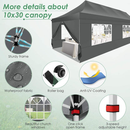 🔥[Hot sale]🔥10x20Pop up Canopy Tent with 6 sidewalls Commercial Heavy Duty Canopy UPF 50+ All Weather Waterproof Outdoor Wedding Party Tents