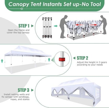 🔥[Hot sale]🔥10x20Pop up Canopy Tent with 6 sidewalls Commercial Heavy Duty Canopy UPF 50+ All Weather Waterproof Outdoor Wedding Party Tents
