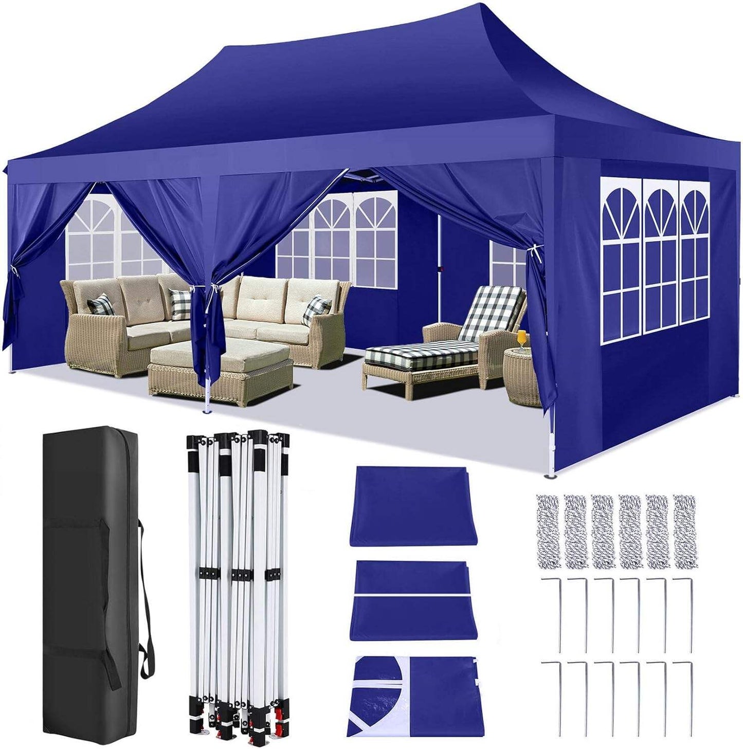 🔥[Hot sale]🔥10x20Pop up Canopy Tent with 6 sidewalls Commercial Heavy Duty Canopy UPF 50+ All Weather Waterproof Outdoor Wedding Party Tents