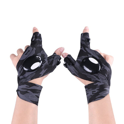 🔥LED Flashlight Waterproof Gloves - Practical Durable Fingerless Gloves✨
