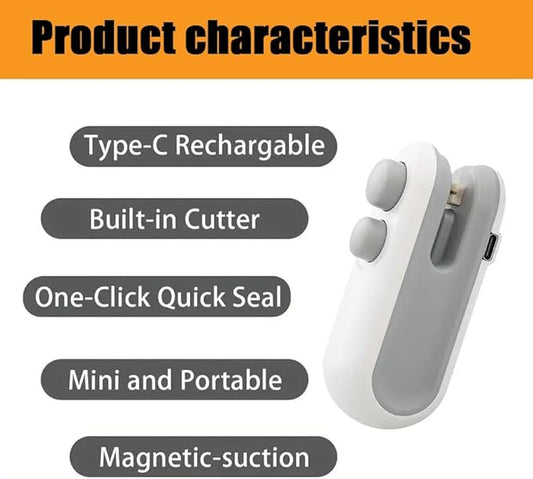 Small 2-in-1 Rechargeable Magnetic Snack Sealer