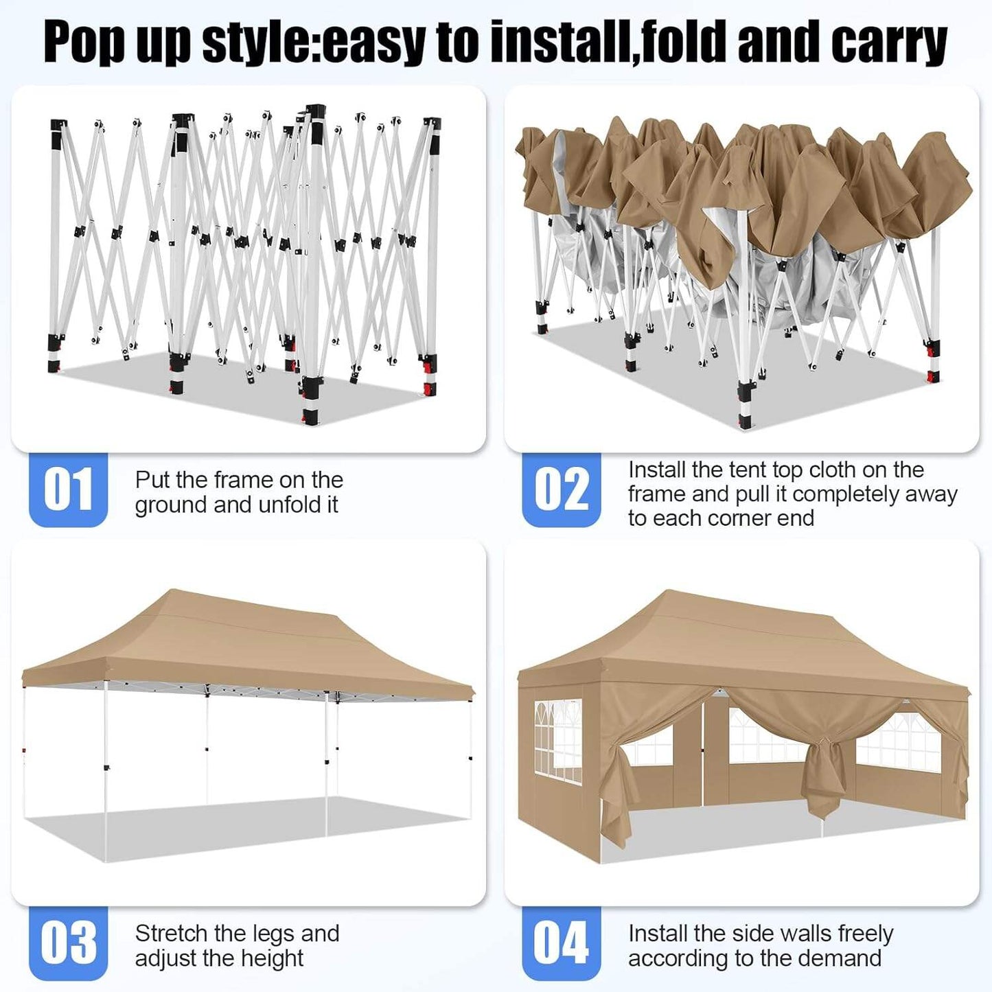 🔥[Hot sale]🔥10x20Pop up Canopy Tent with 6 sidewalls Commercial Heavy Duty Canopy UPF 50+ All Weather Waterproof Outdoor Wedding Party Tents