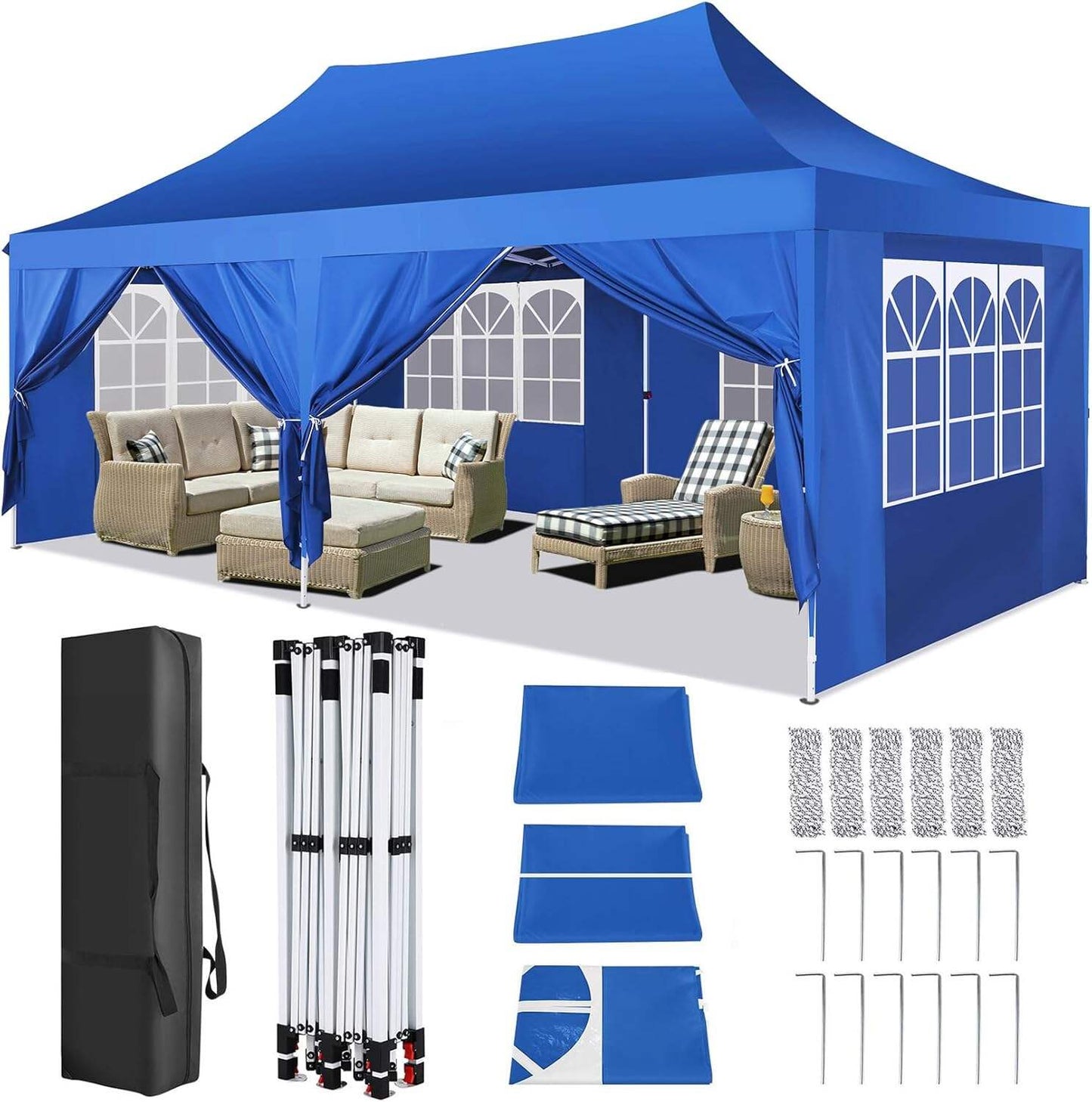 🔥[Hot sale]🔥10x20Pop up Canopy Tent with 6 sidewalls Commercial Heavy Duty Canopy UPF 50+ All Weather Waterproof Outdoor Wedding Party Tents