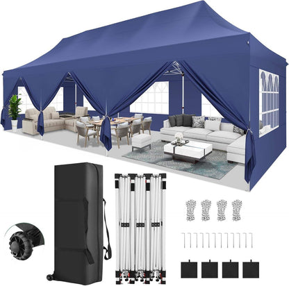 🔥[Hot sale]🔥10x20Pop up Canopy Tent with 6 sidewalls Commercial Heavy Duty Canopy UPF 50+ All Weather Waterproof Outdoor Wedding Party Tents