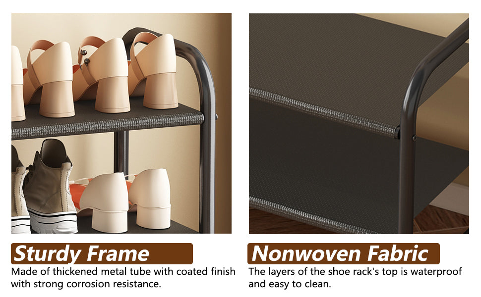 Shoe Rack 3 Tier Long Storage Organizer Wide Metal Shoe Shelf for Closet Entryway Black