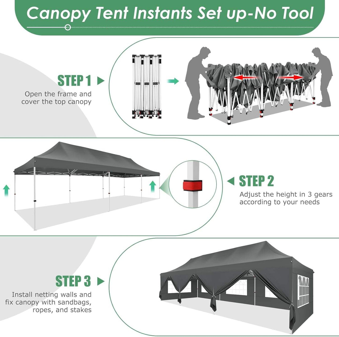 🔥[Hot sale]🔥10x20Pop up Canopy Tent with 6 sidewalls Commercial Heavy Duty Canopy UPF 50+ All Weather Waterproof Outdoor Wedding Party Tents
