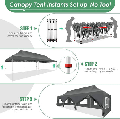 🔥[Hot sale]🔥10x20Pop up Canopy Tent with 6 sidewalls Commercial Heavy Duty Canopy UPF 50+ All Weather Waterproof Outdoor Wedding Party Tents
