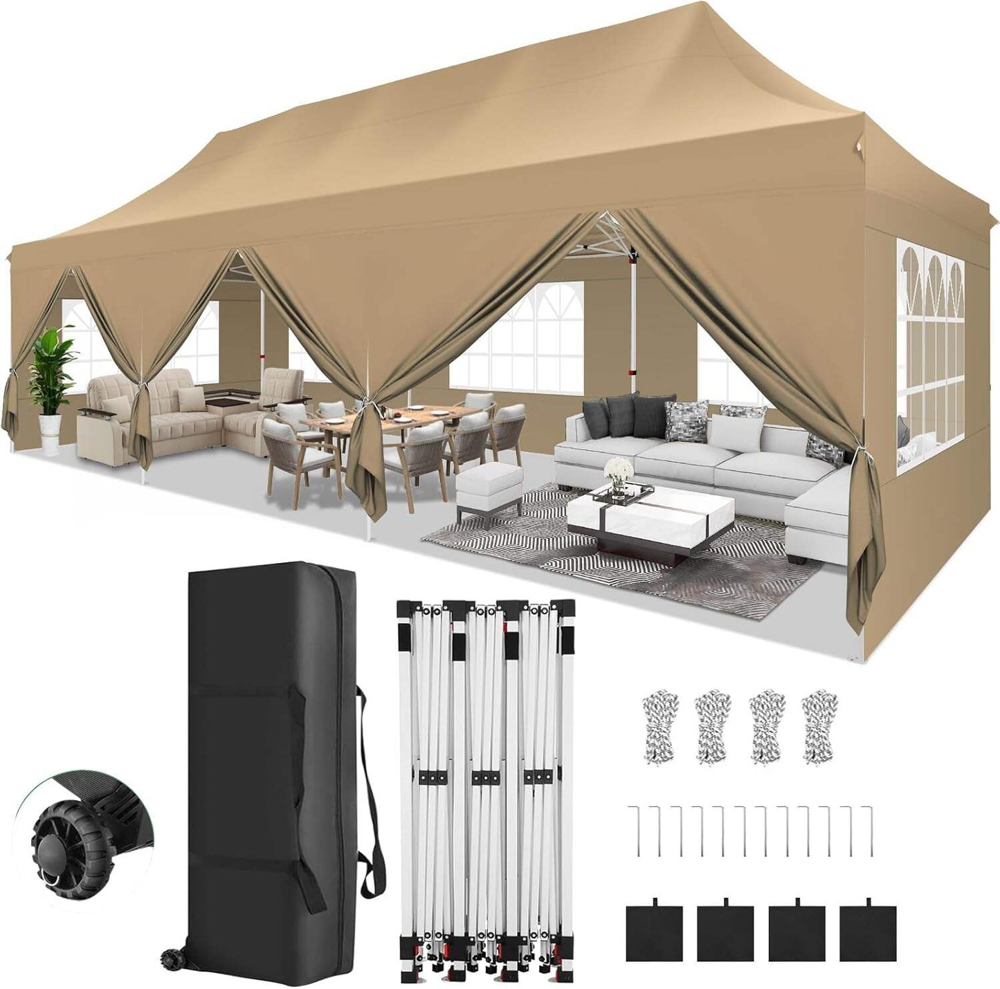 🔥[Hot sale]🔥10x20Pop up Canopy Tent with 6 sidewalls Commercial Heavy Duty Canopy UPF 50+ All Weather Waterproof Outdoor Wedding Party Tents