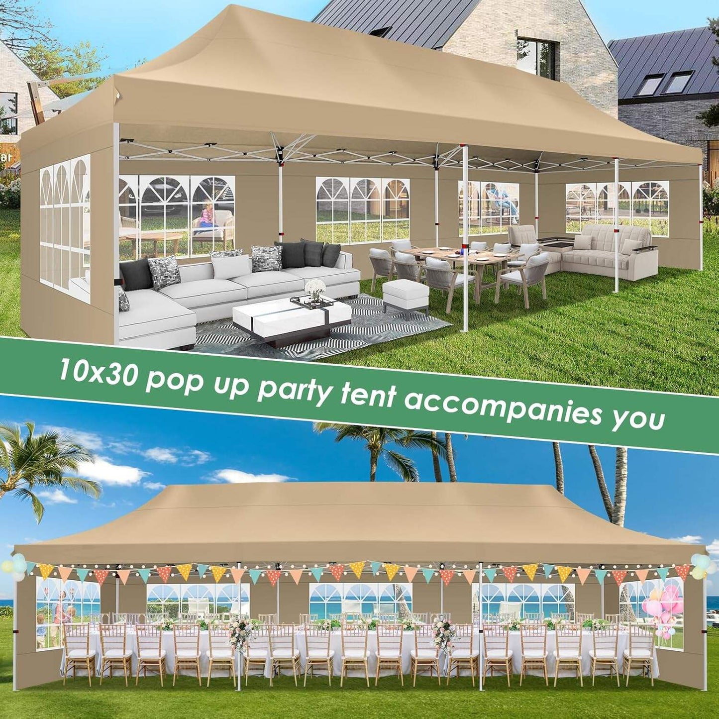 🔥[Hot sale]🔥10x20Pop up Canopy Tent with 6 sidewalls Commercial Heavy Duty Canopy UPF 50+ All Weather Waterproof Outdoor Wedding Party Tents