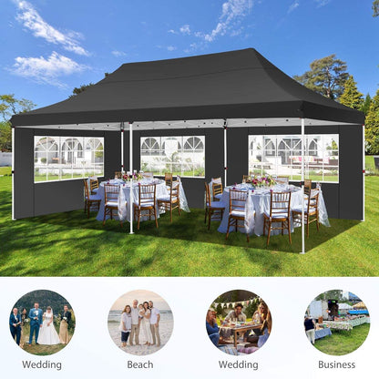 🔥[Hot sale]🔥10x20Pop up Canopy Tent with 6 sidewalls Commercial Heavy Duty Canopy UPF 50+ All Weather Waterproof Outdoor Wedding Party Tents