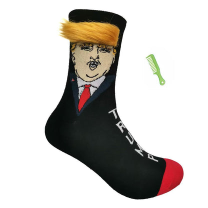 🤣Funny Trump Socks With Hair