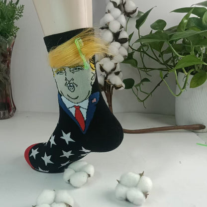 🤣Funny Trump Socks With Hair