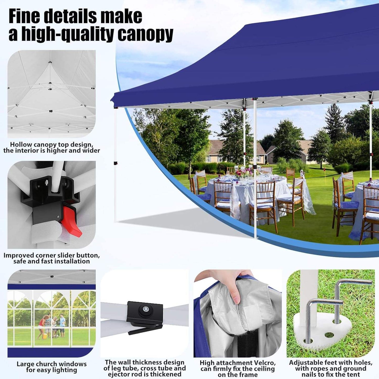 🔥[Hot sale]🔥10x20Pop up Canopy Tent with 6 sidewalls Commercial Heavy Duty Canopy UPF 50+ All Weather Waterproof Outdoor Wedding Party Tents