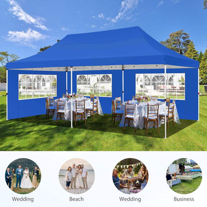 🔥[Hot sale]🔥10x20Pop up Canopy Tent with 6 sidewalls Commercial Heavy Duty Canopy UPF 50+ All Weather Waterproof Outdoor Wedding Party Tents