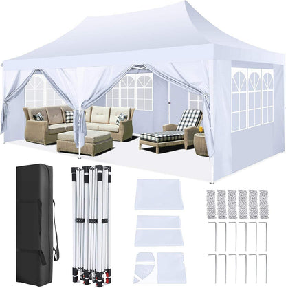 🔥[Hot sale]🔥10x20Pop up Canopy Tent with 6 sidewalls Commercial Heavy Duty Canopy UPF 50+ All Weather Waterproof Outdoor Wedding Party Tents