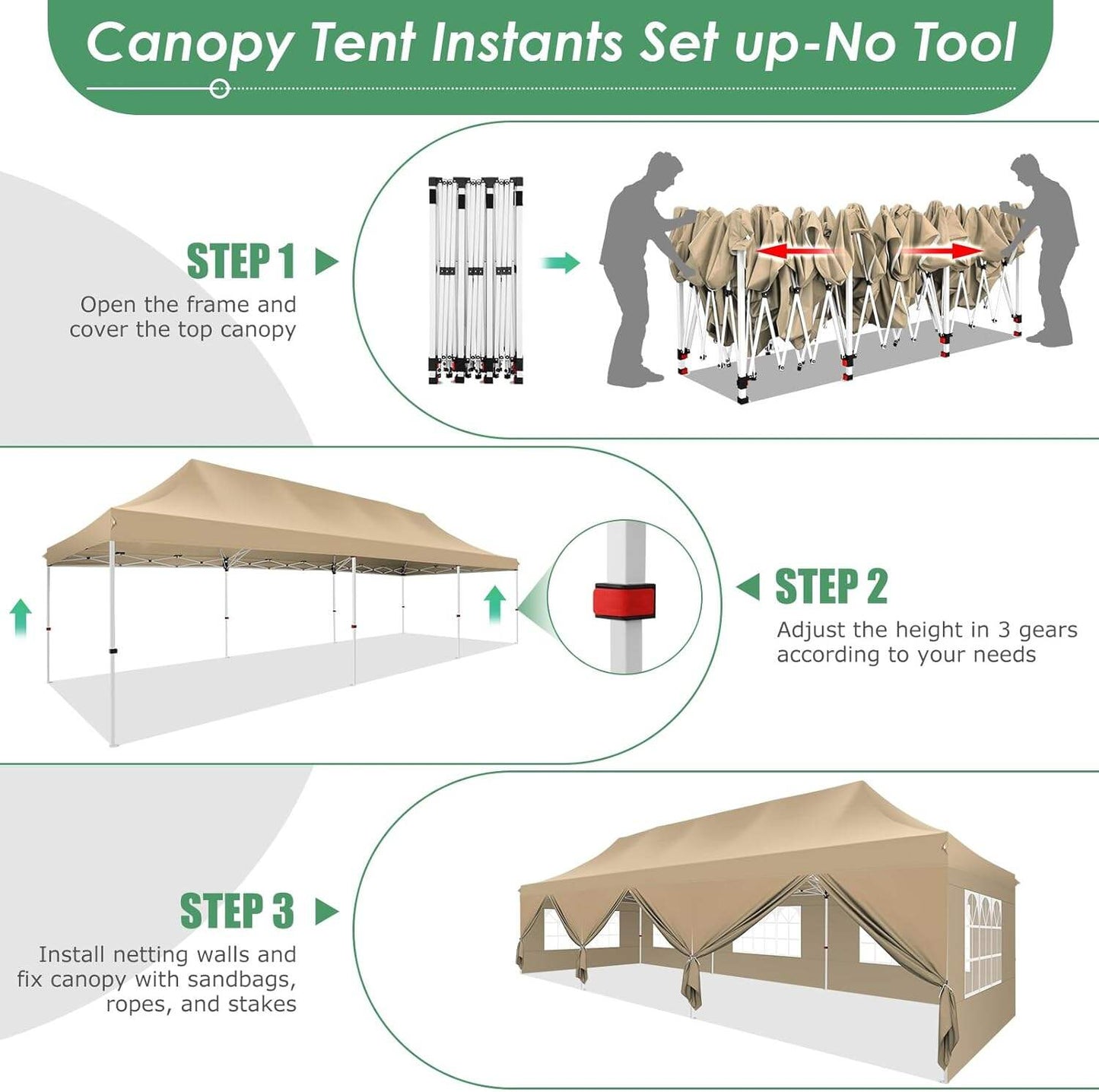 🔥[Hot sale]🔥10x20Pop up Canopy Tent with 6 sidewalls Commercial Heavy Duty Canopy UPF 50+ All Weather Waterproof Outdoor Wedding Party Tents
