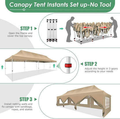 🔥[Hot sale]🔥10x20Pop up Canopy Tent with 6 sidewalls Commercial Heavy Duty Canopy UPF 50+ All Weather Waterproof Outdoor Wedding Party Tents
