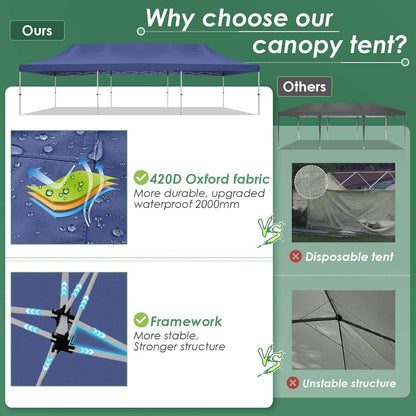 🔥[Hot sale]🔥10x20Pop up Canopy Tent with 6 sidewalls Commercial Heavy Duty Canopy UPF 50+ All Weather Waterproof Outdoor Wedding Party Tents