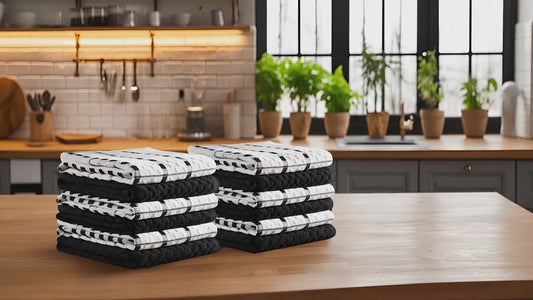Utopia Towels - Kitchen Towels 12 Pack, 15 x 25 Inches, 100% Ring Spun Cotton Super Soft and Absorbent Linen Dish, Tea and Bar Towels Set, Black